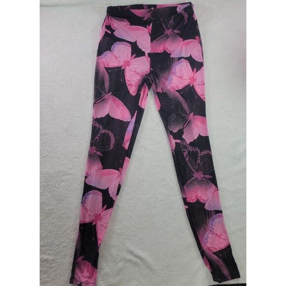 SHEIN Pants - ​Shein Pink Butterfly Mesh Print Skinny Leggings Pants Medium US 6 Stretchy